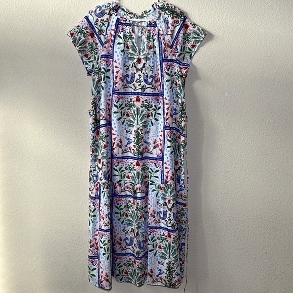 LOFT Mermaid Garden Tie Neck Midi Dress - Picture 3 of 7